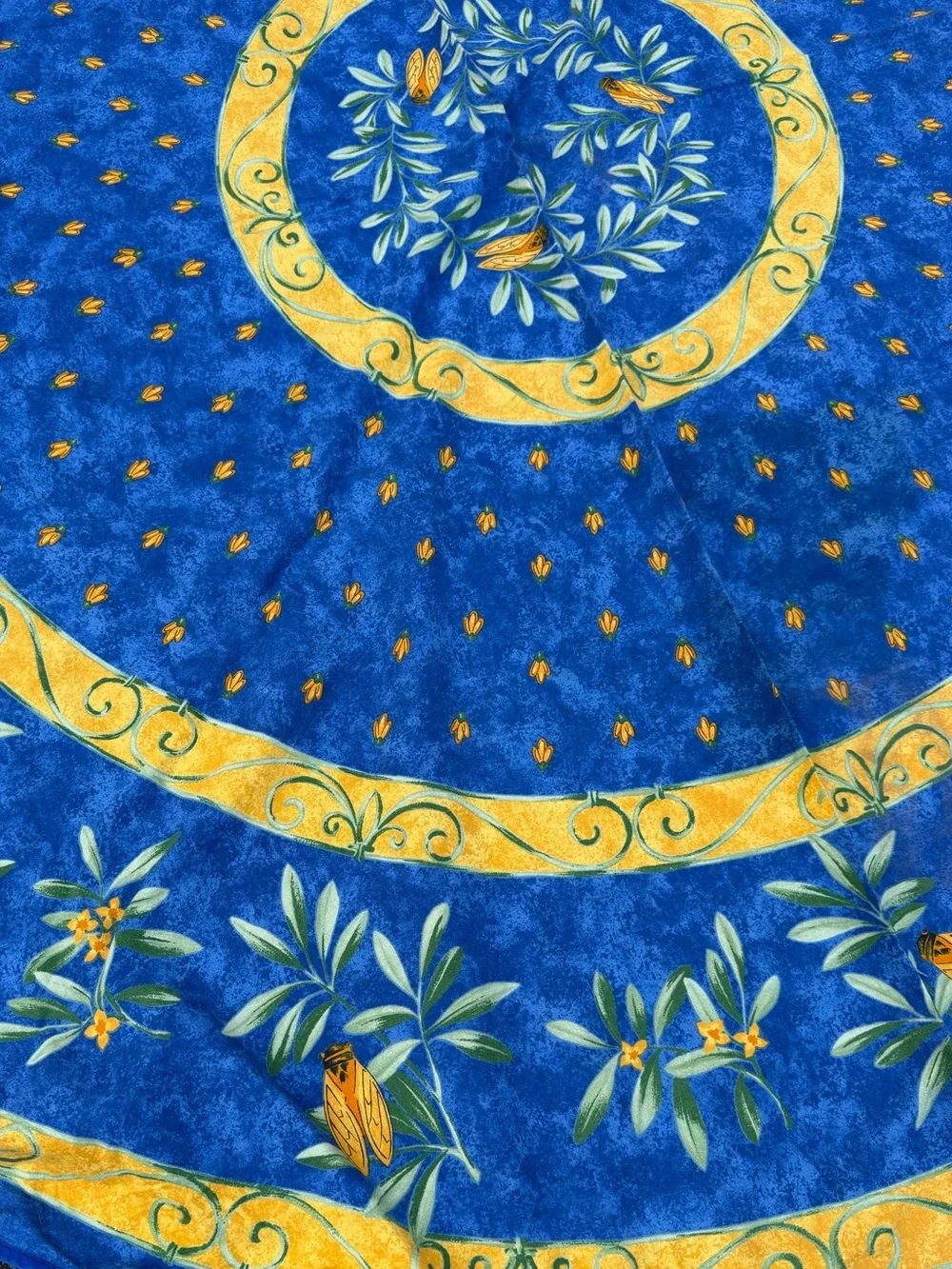 Coated cotton Tablecloth Cicada Flowers La Cigale 60” French Country Provence